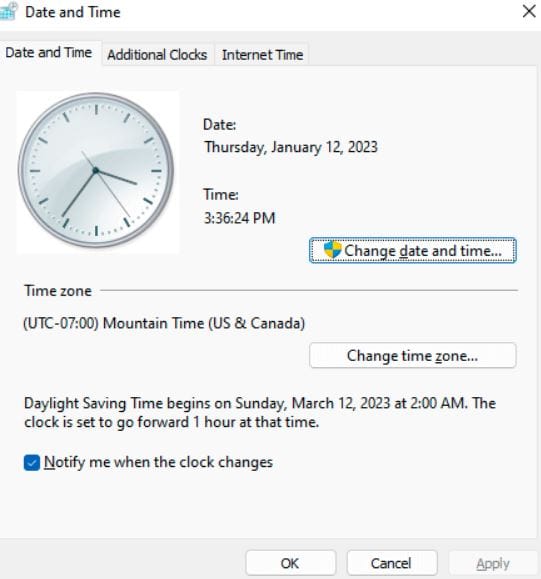 Setting Date and Time